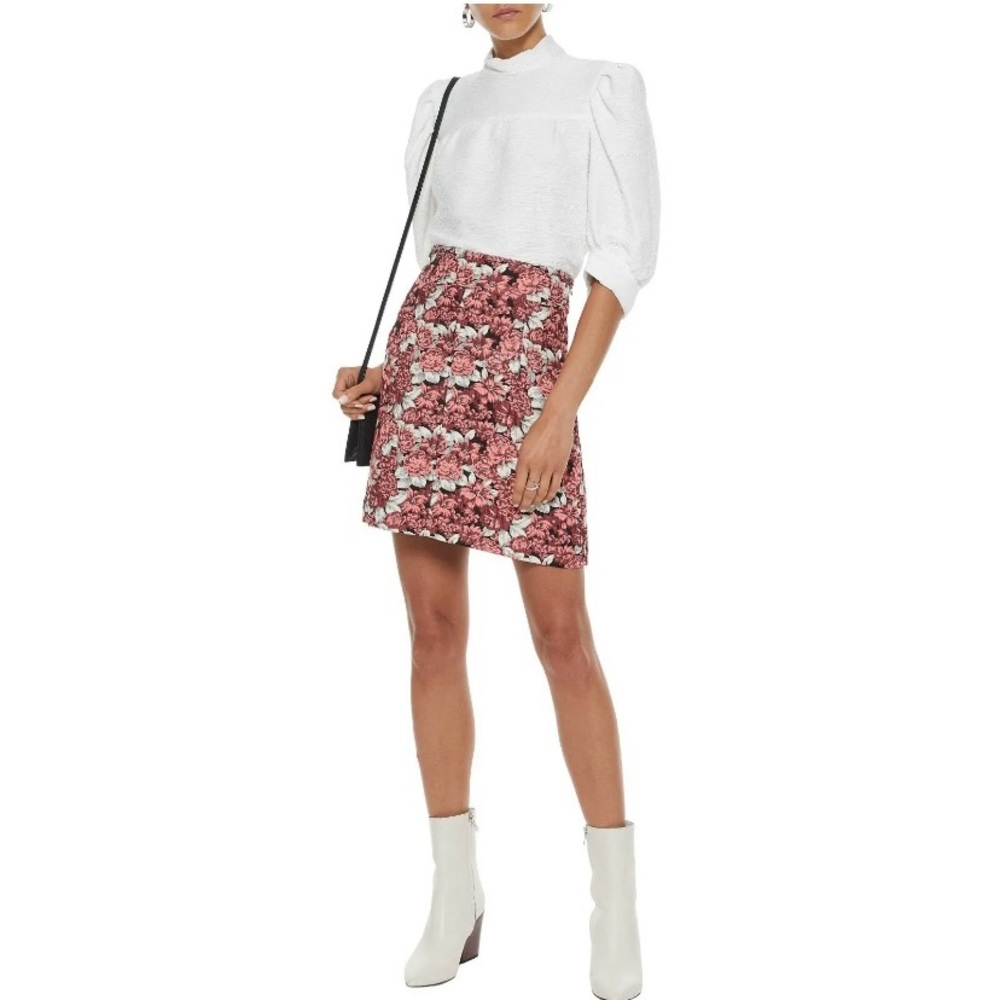 SANDRO Paris Janyce puff sleeve cloqué blouse top